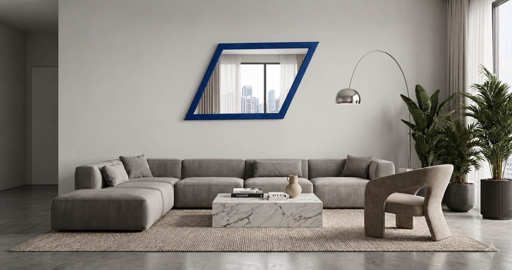 Mezzanotte – Miroir géométrique moderne avec cadre