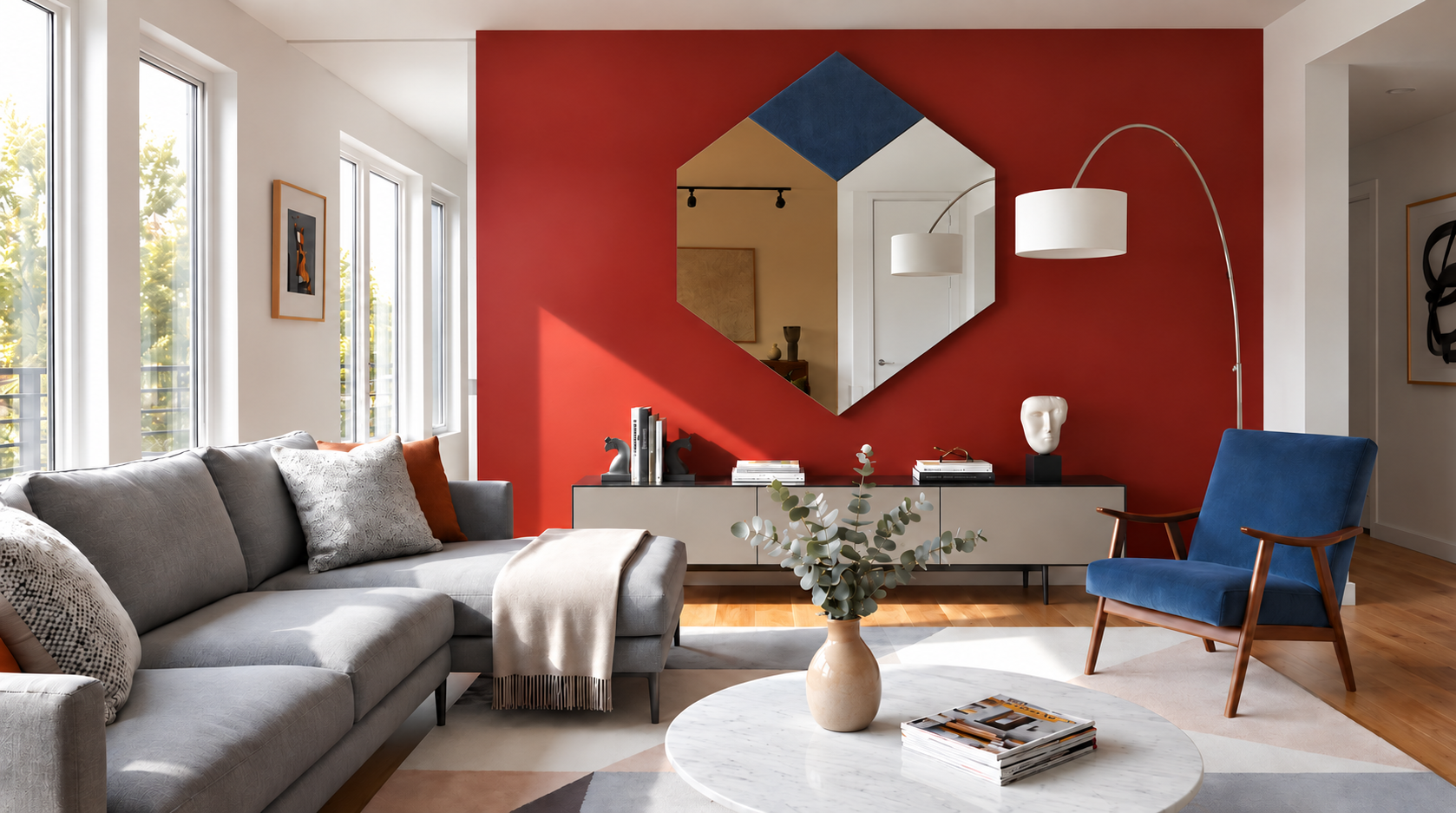 Mercurio – Miroir mural design triptyque