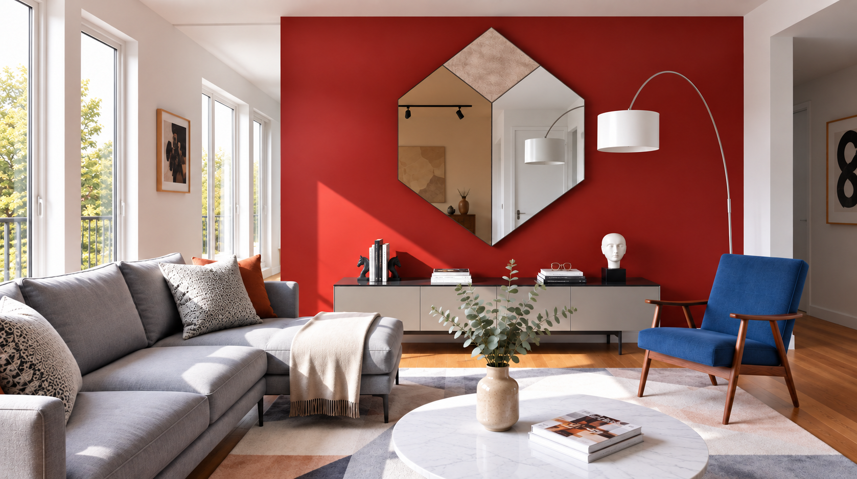 Mercurio – Miroir mural design triptyque