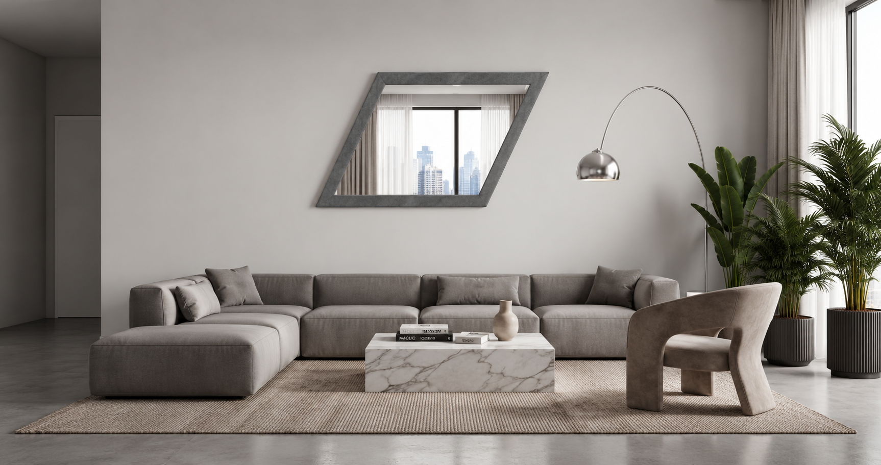 Mezzanotte – Miroir géométrique moderne avec cadre