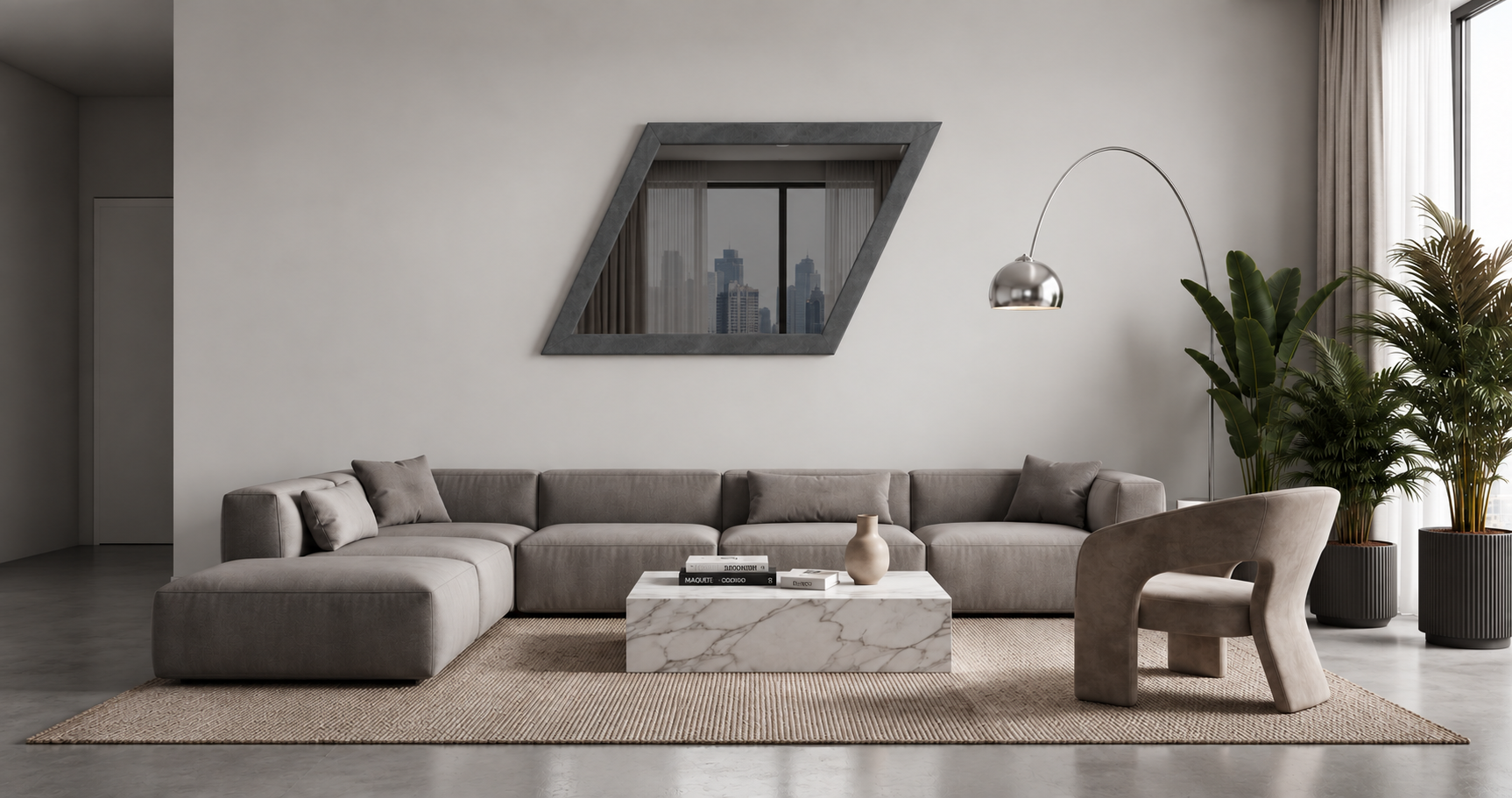 Mezzanotte – Miroir géométrique moderne avec cadre