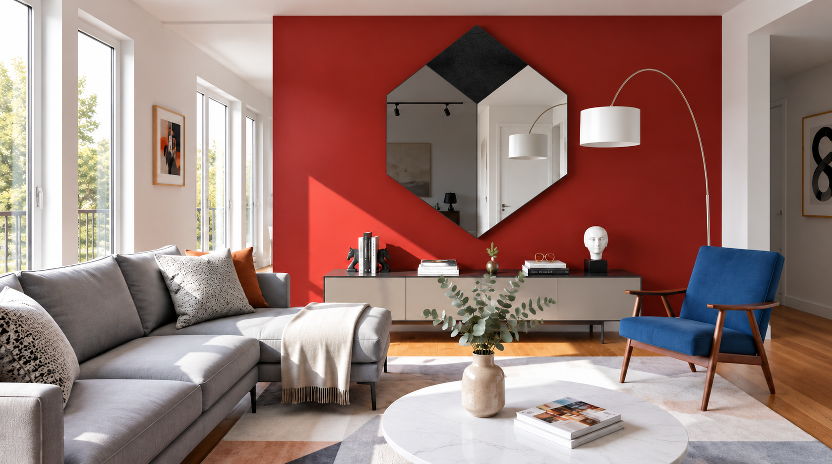 Mercurio – Miroir mural design triptyque