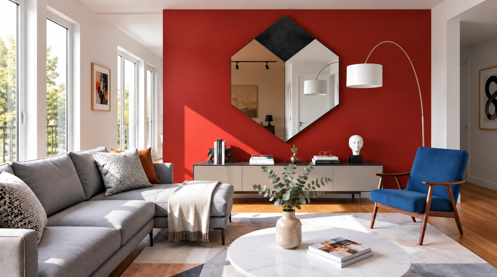 Mercurio – Miroir mural design triptyque