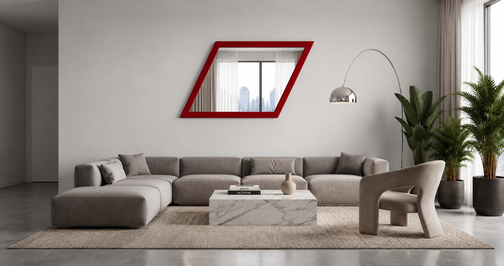 Mezzanotte – Miroir géométrique moderne avec cadre