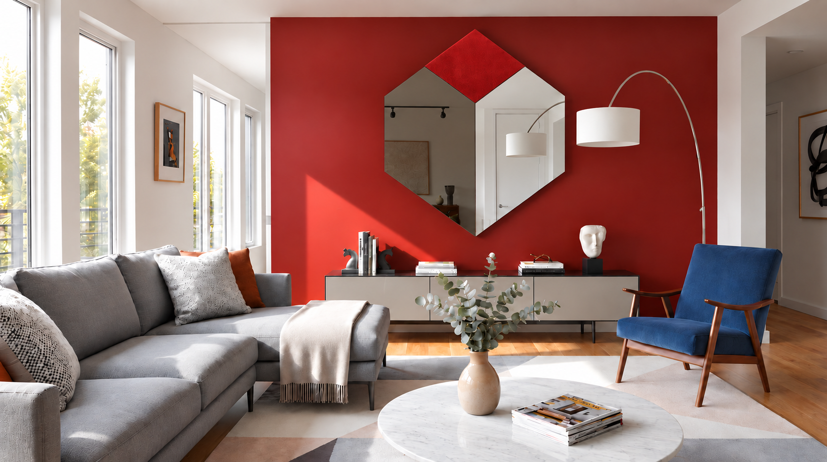 Mercurio – Miroir mural design triptyque