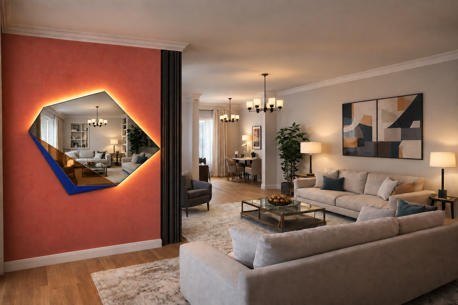 Stella – Miroir hexagonal design bicolore