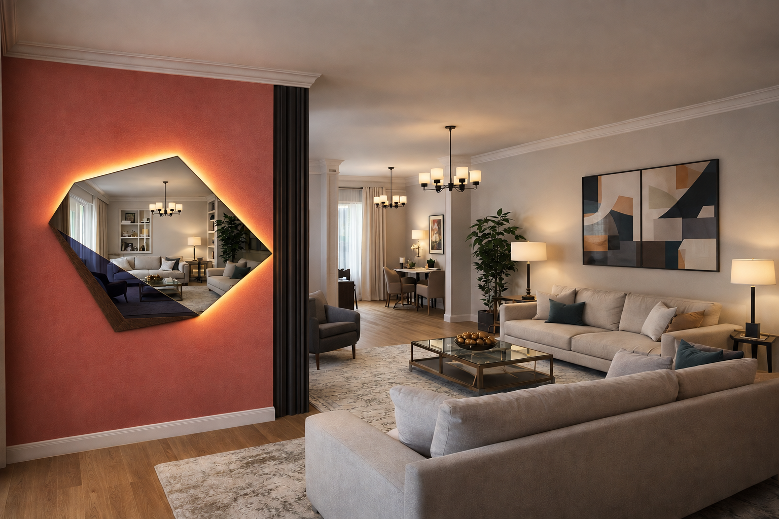 Stella – Miroir hexagonal design bicolore