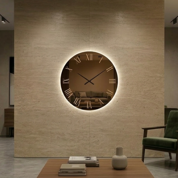 Cosmo – Horloge murale design à chiffres romains rétroéclairés