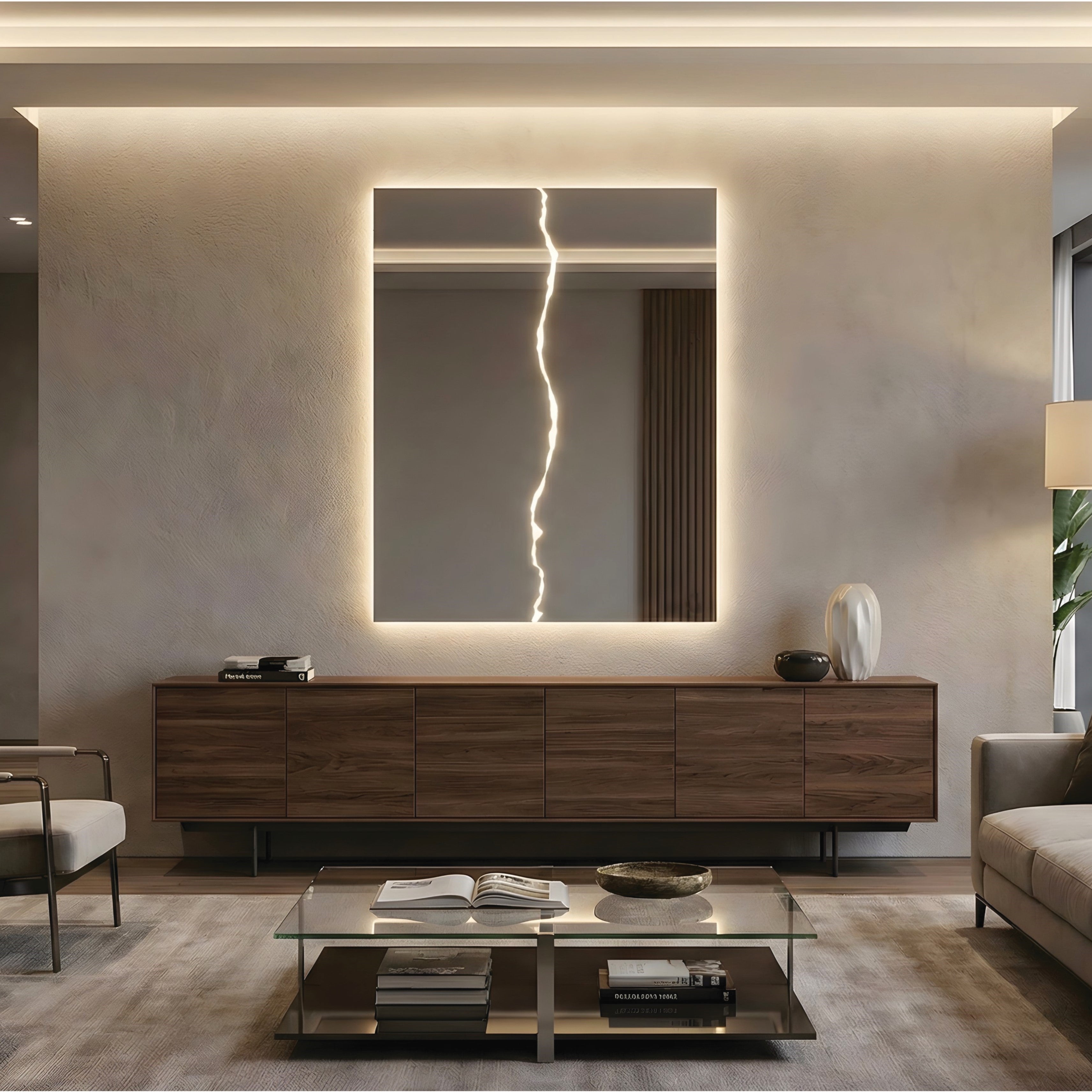 Fulmine – Miroir rectangulaire design avec éclair LED