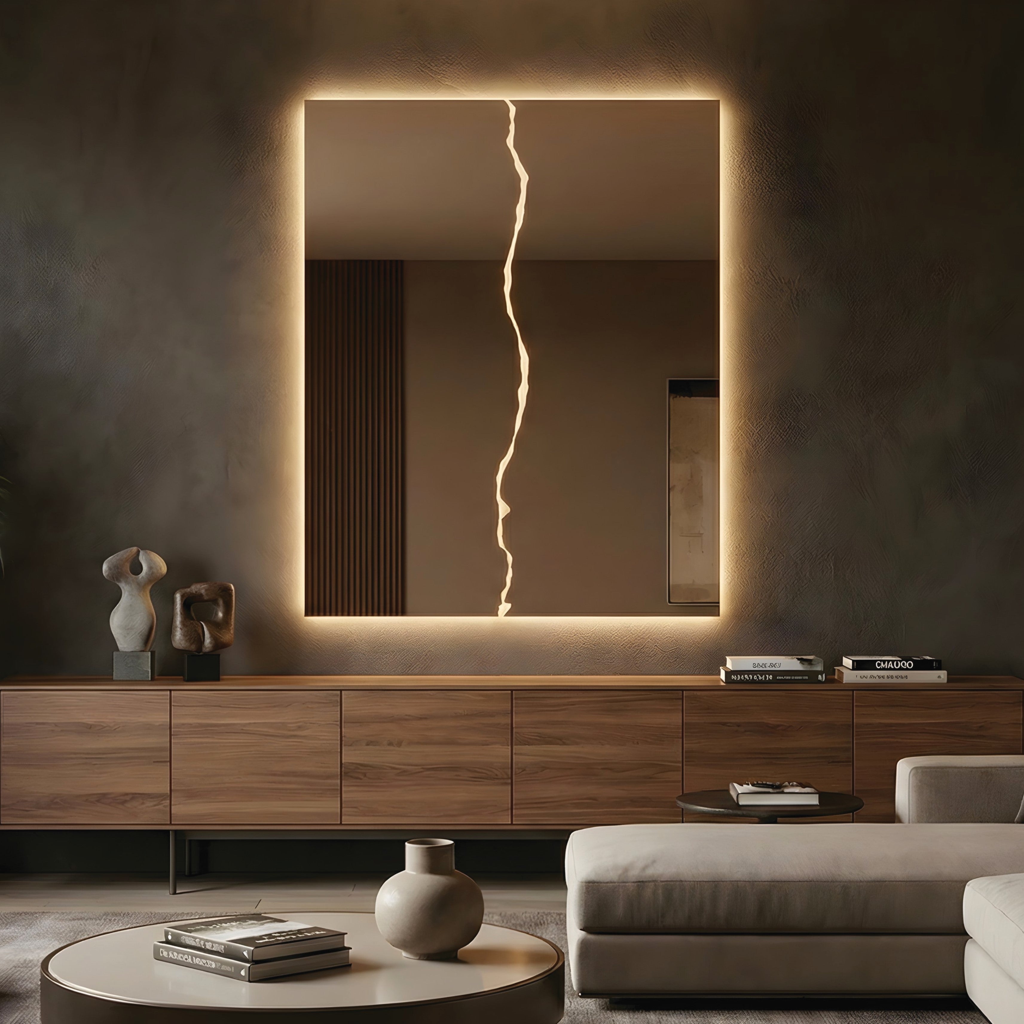 Fulmine – Miroir rectangulaire design avec éclair LED