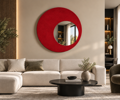 Genesi – Miroir mural circulaire avec revêtement en Alcantara