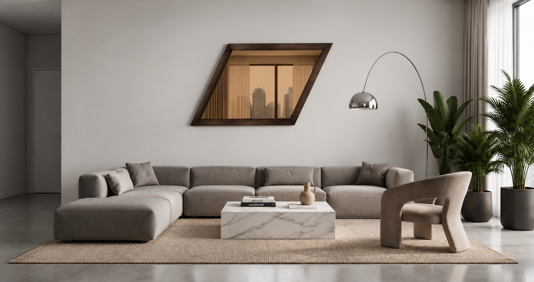 Mezzanotte – Miroir géométrique moderne avec cadre