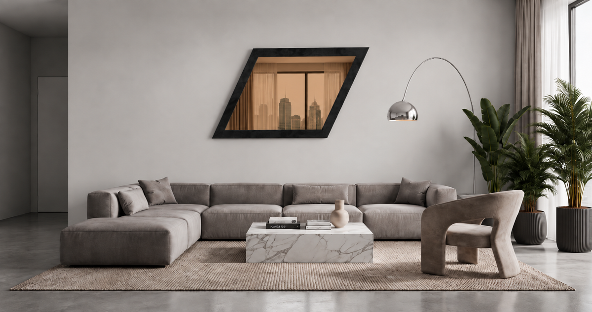 Mezzanotte – Miroir géométrique moderne avec cadre