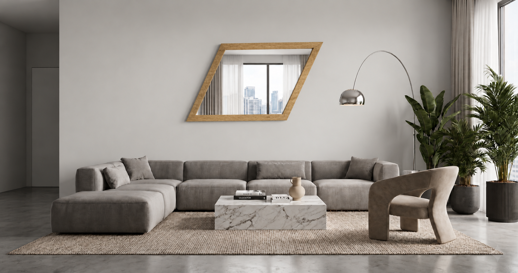Mezzanotte – Miroir géométrique moderne avec cadre