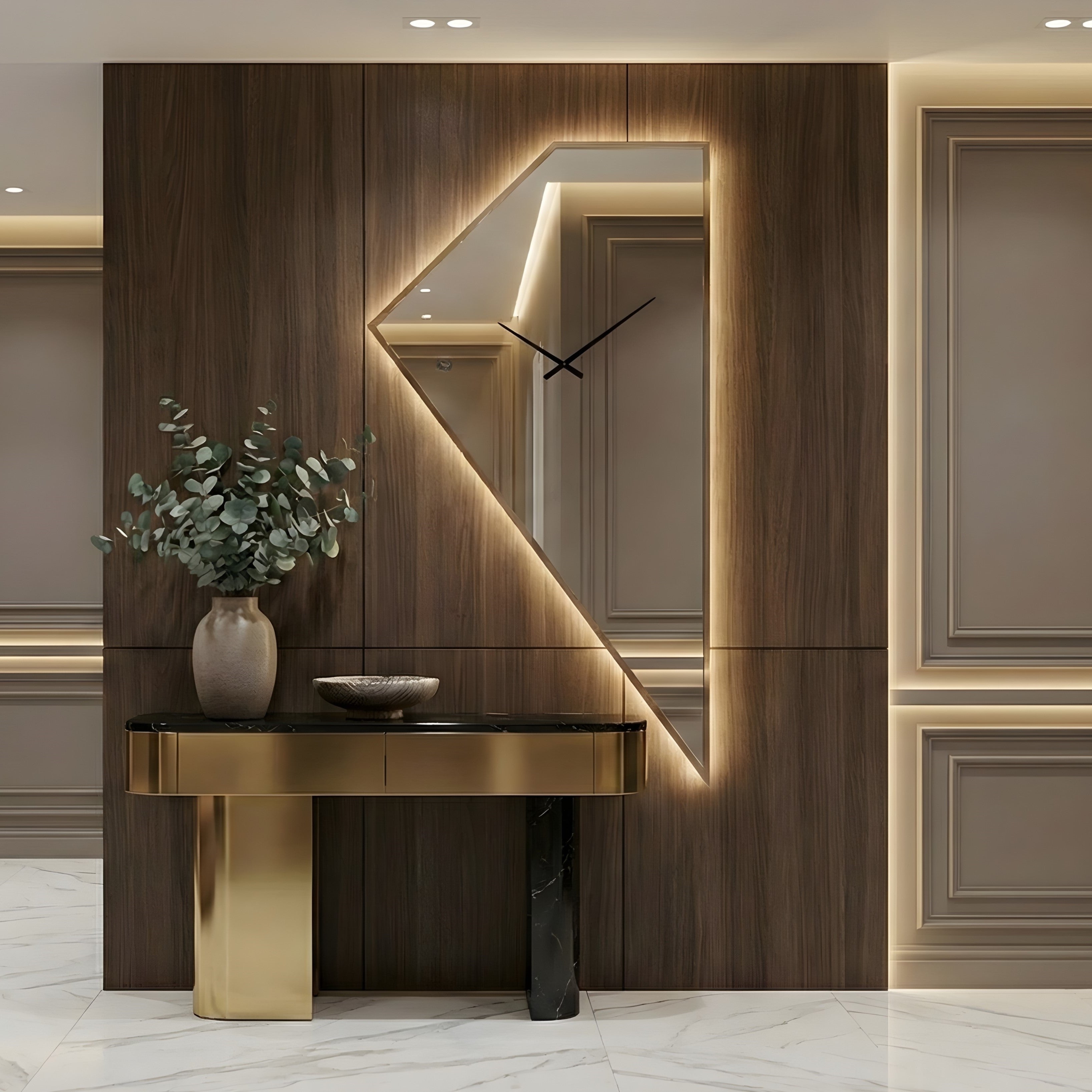 Luce Horloge – Horloge murale miroir géométrique LED