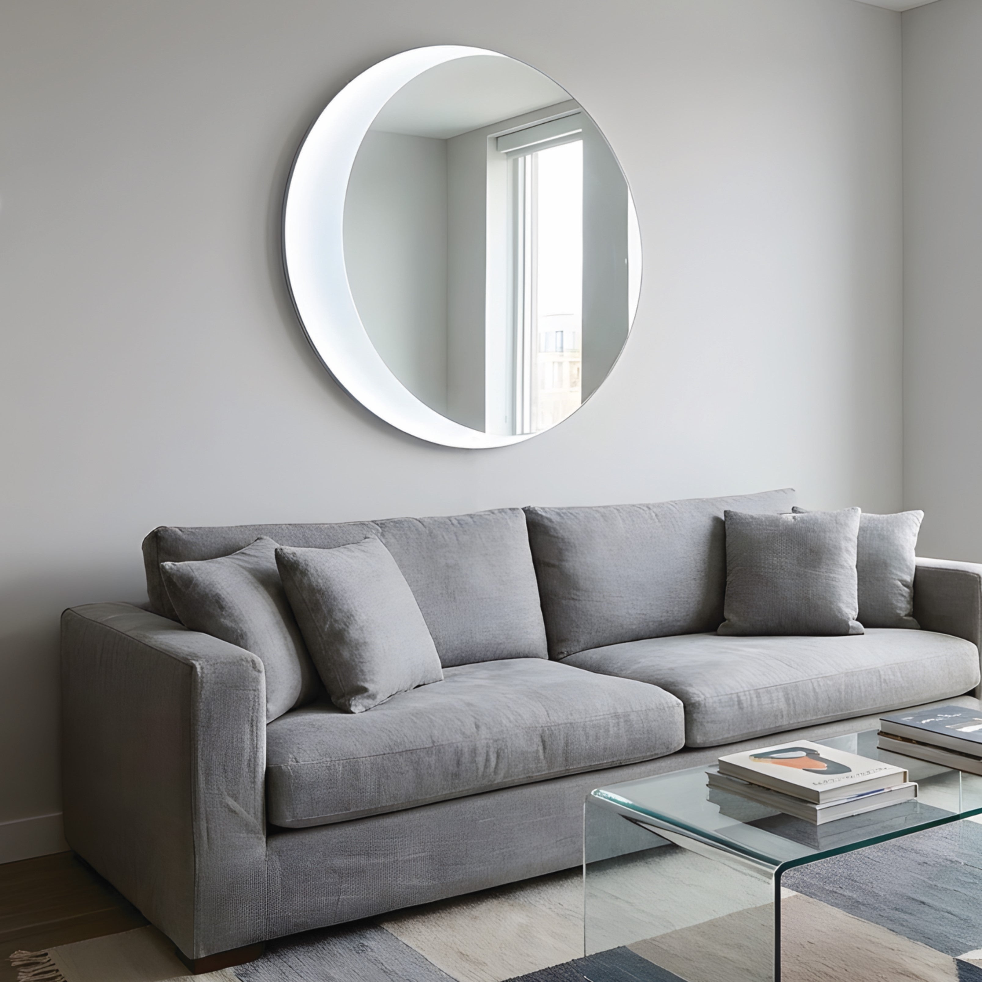 Luna – Miroir rond rétroéclairé demi-lune