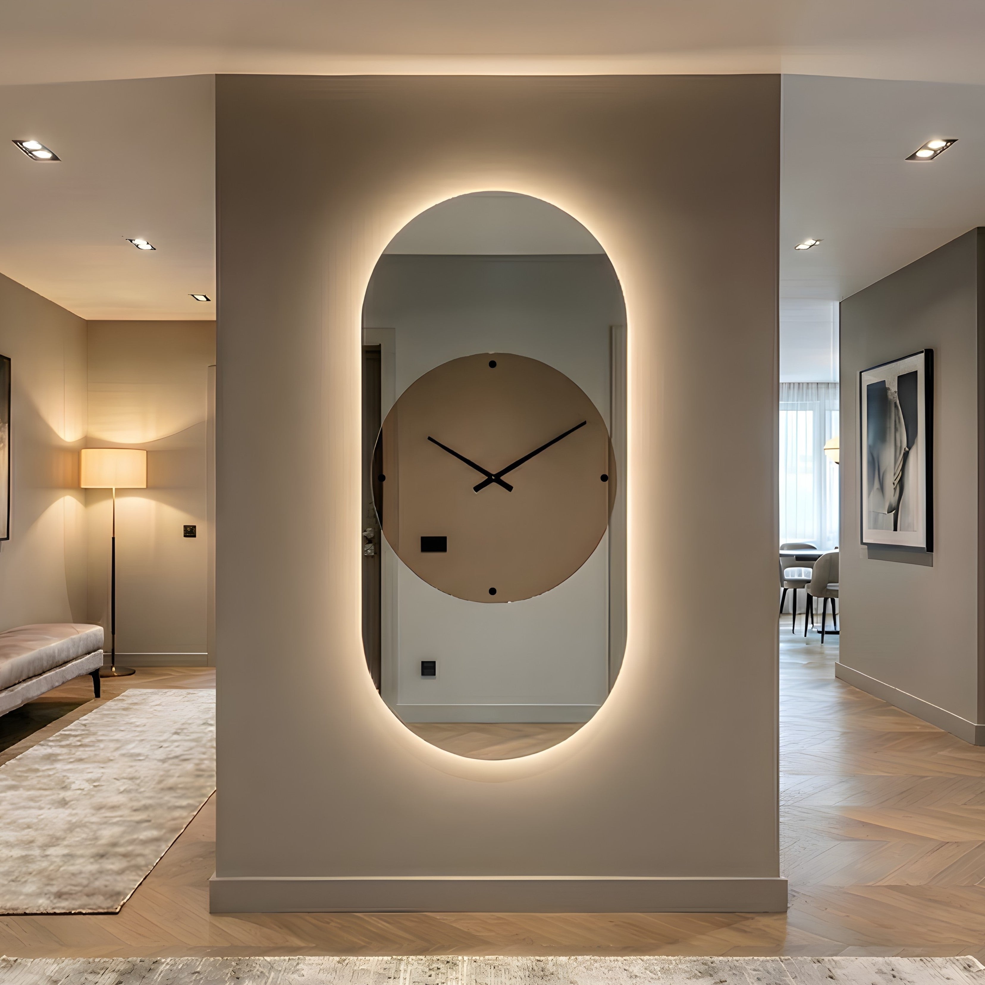 Marte – Grande horloge murale miroir verticale LED