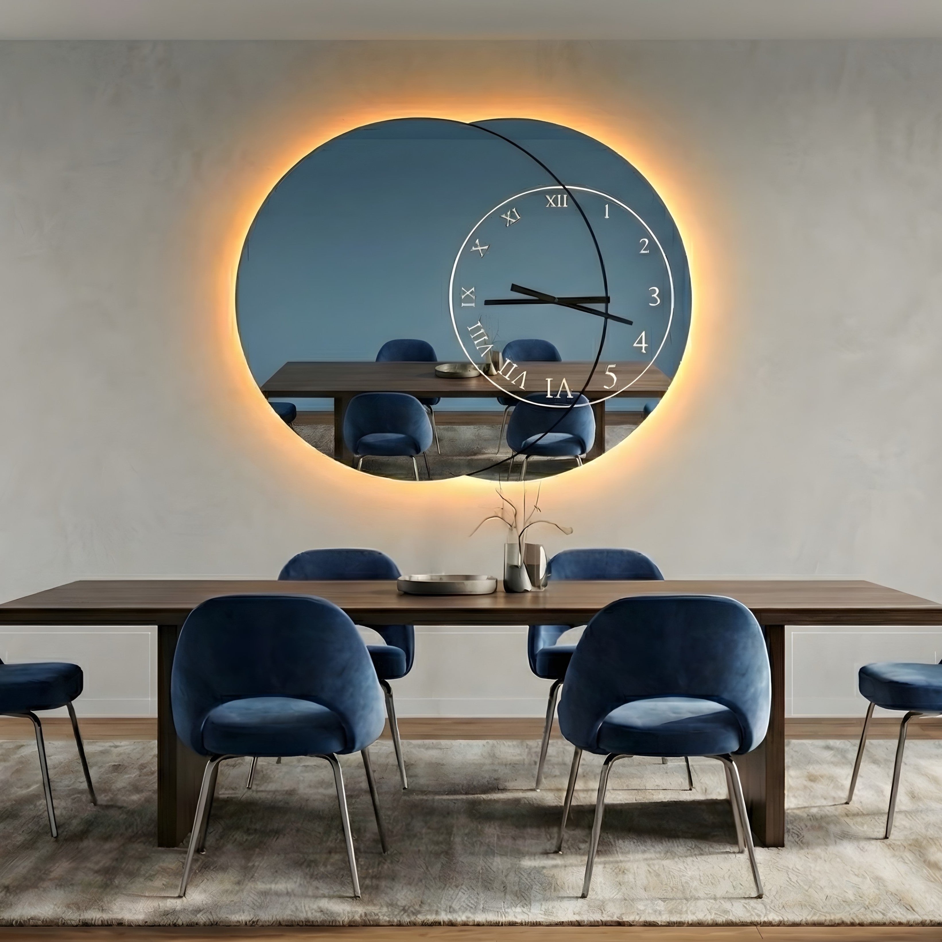 Nettuno – Horloge murale miroir ronde à cercles superposés