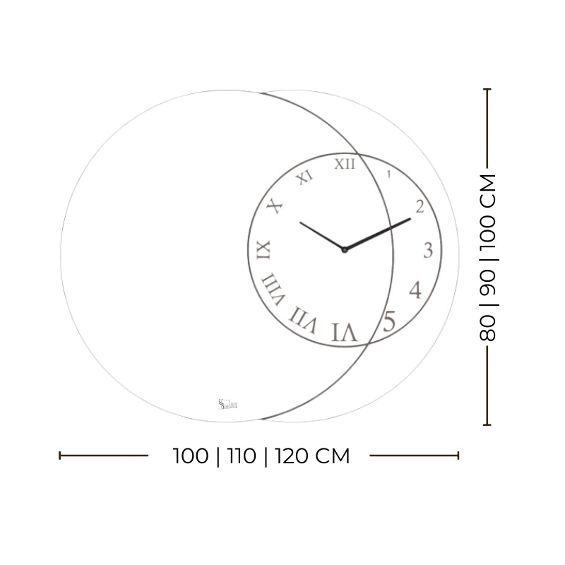 Nettuno – Horloge murale miroir ronde à cercles superposés