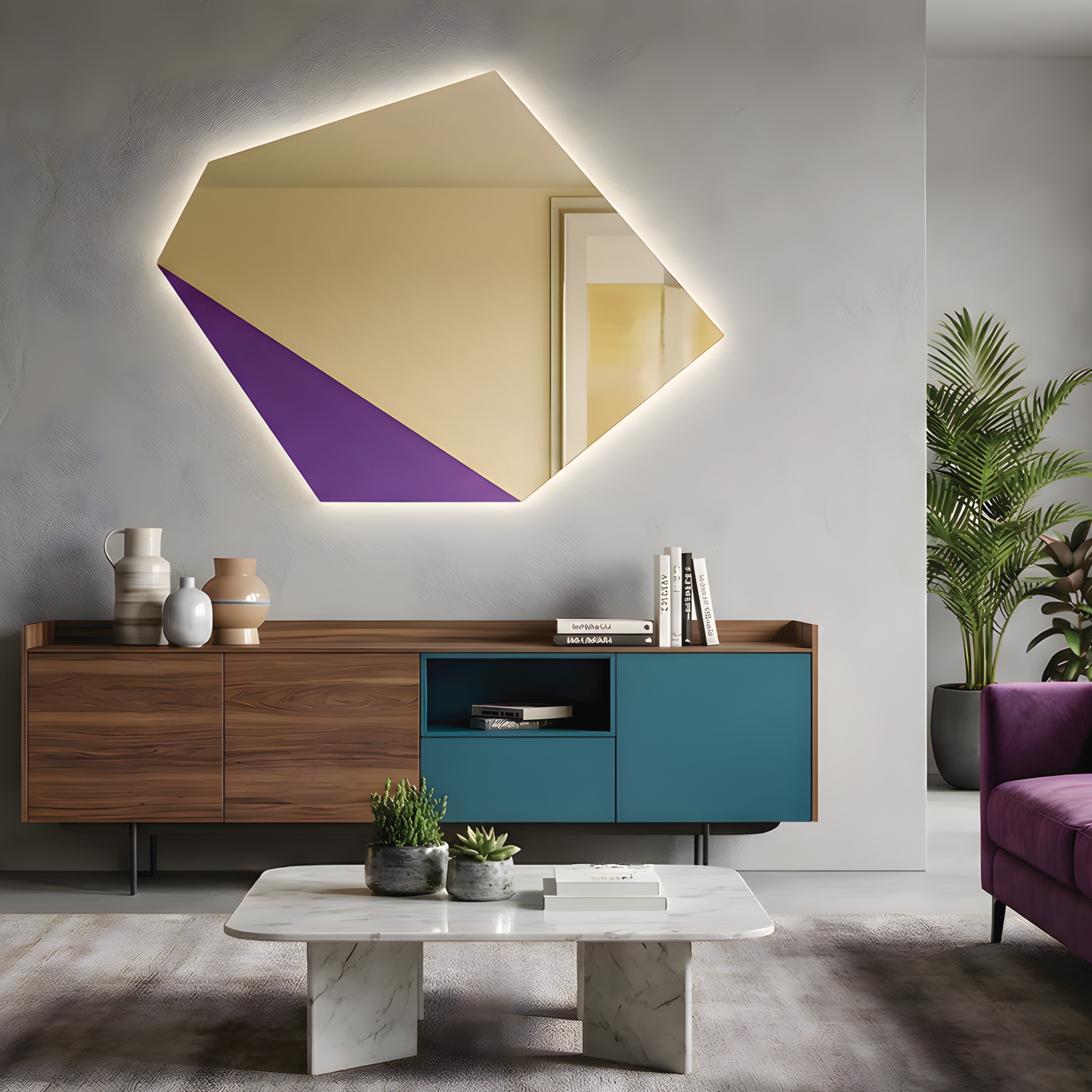 Stella – Miroir hexagonal design bicolore