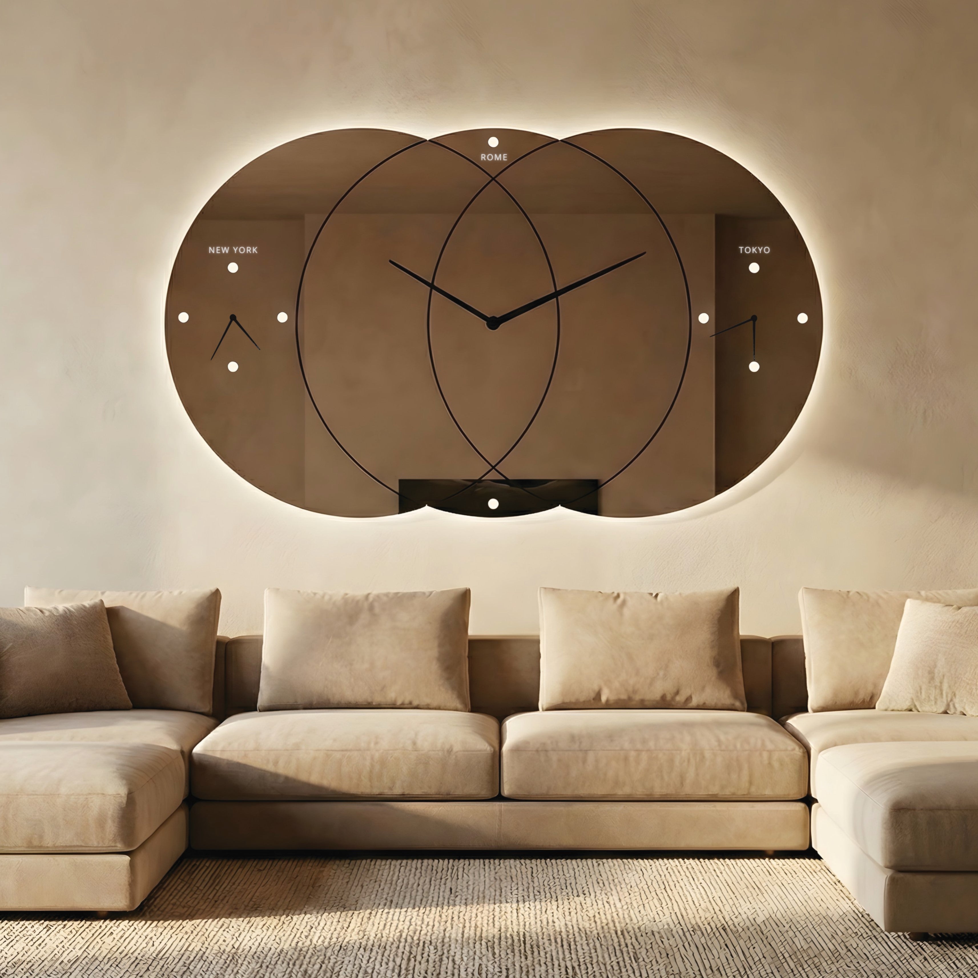 Universo – Horloge murale miroir design à cercles superposés