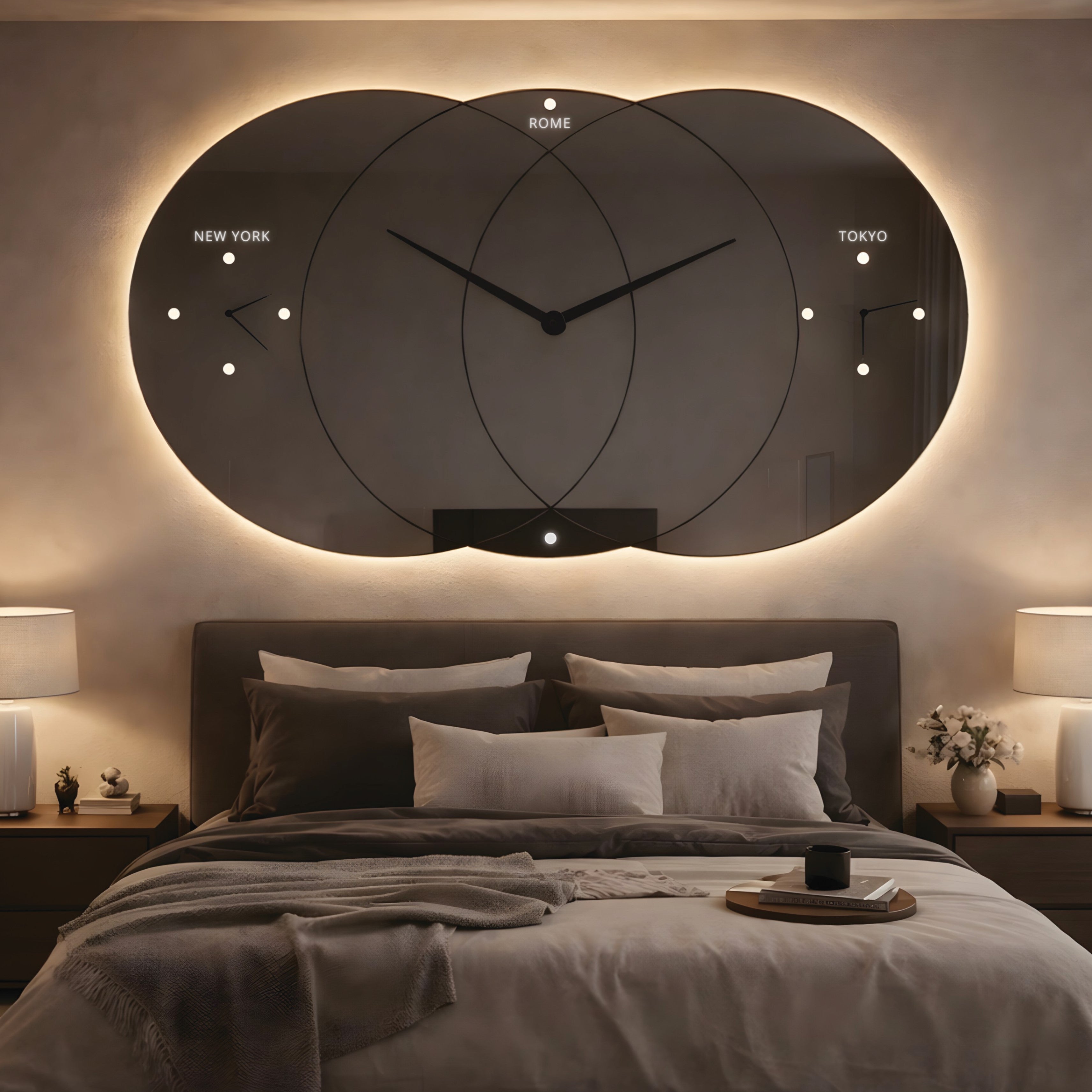Universo – Horloge murale miroir design à cercles superposés
