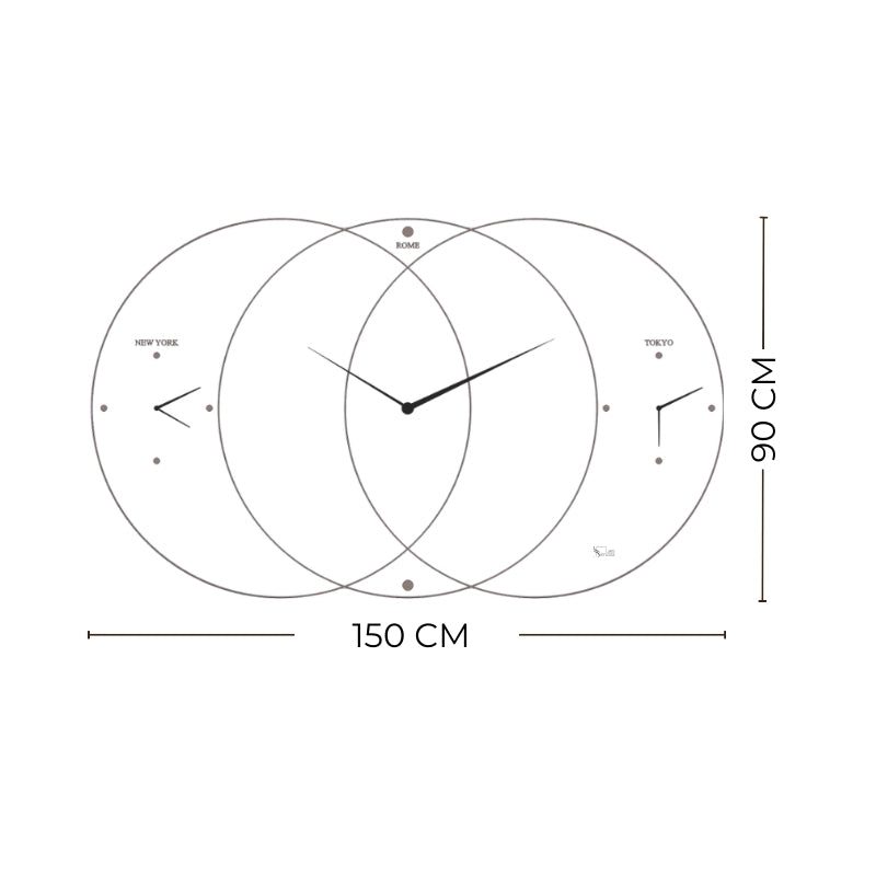 Universo – Horloge murale miroir design à cercles superposés